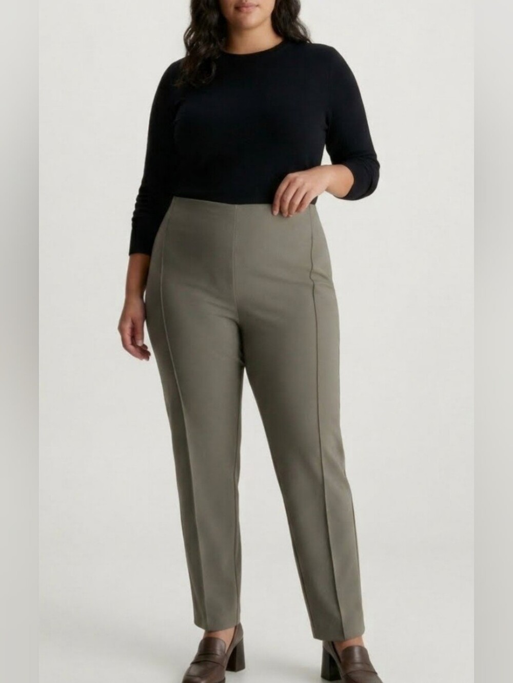 Calvin Klein Olive High-Rise Ponte Trousers NWT